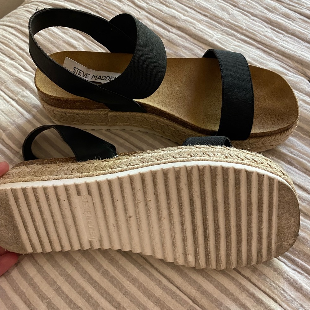 Steve Madden size 8.5 Womens color Black Jaklyn Espadrille Platform Sandal new